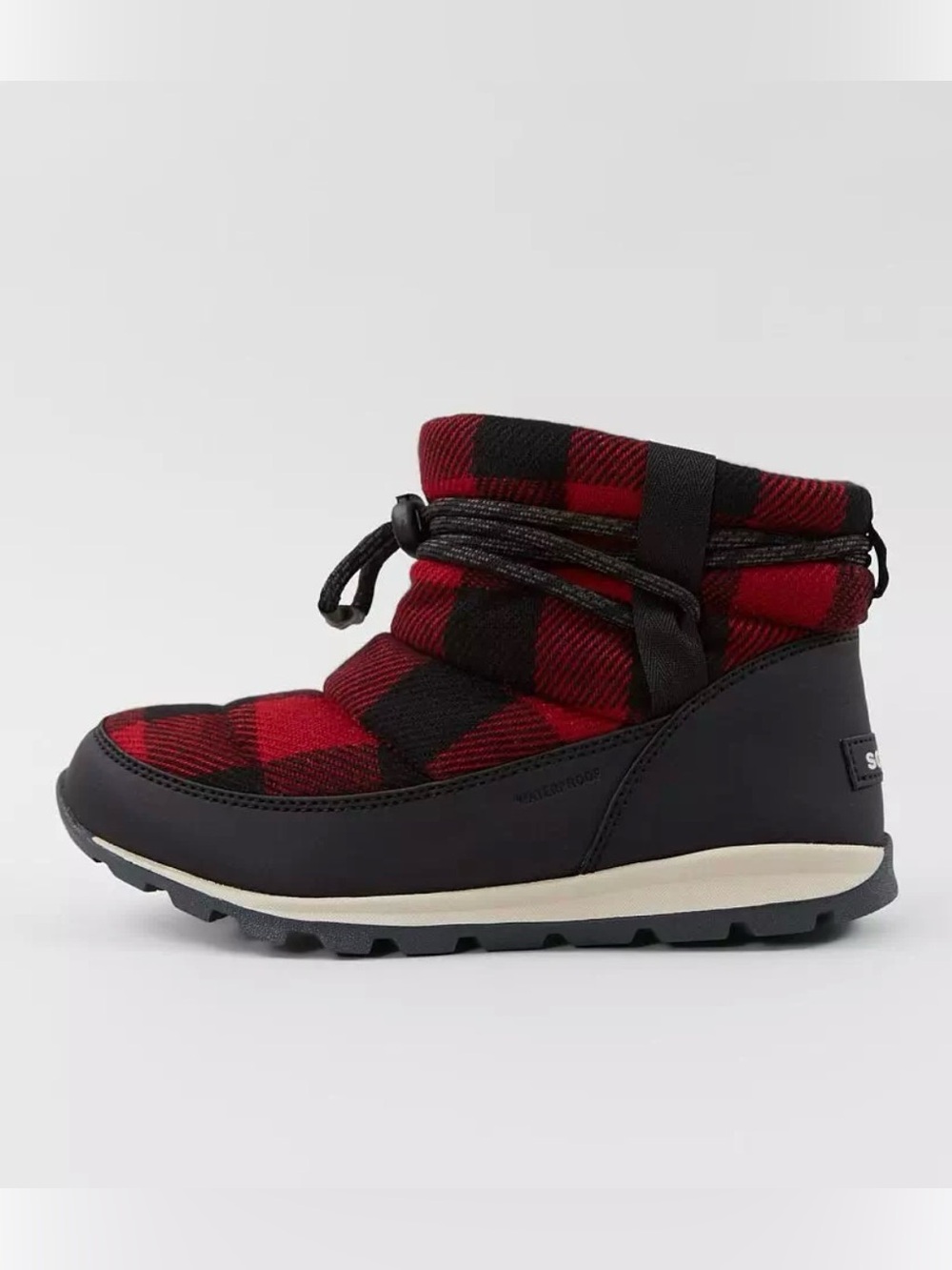 Sorel Whitney Short Buffalo Red and Black Plaid Waterproof Ankle Boot - 10